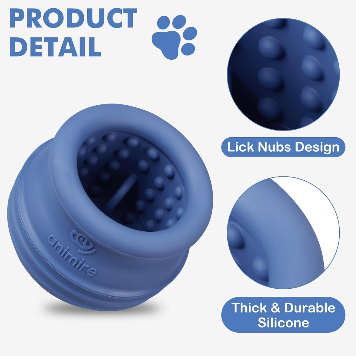 Treat Dispensing Dog Toy, Long-Lasting Interactive Puzzle Toys for Dogs, Stuffable Dog Enrichment Frozen Lick Treat Toy for Boredom, BPA Free Silicone Fetch Catch Chew Toy (Dark Blue,S)