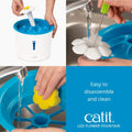 Catit LED Flower Fountain with Triple Action Filter, Cat Drinking Water Fountain, Blue, 3 L