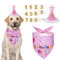 Dog Birthday Party Supplies, Dog Birthday Bandana Set, Dog Boy Girl Birthday Party Hat with Numbers for Large Medium Small Dogs Pet (Blue)