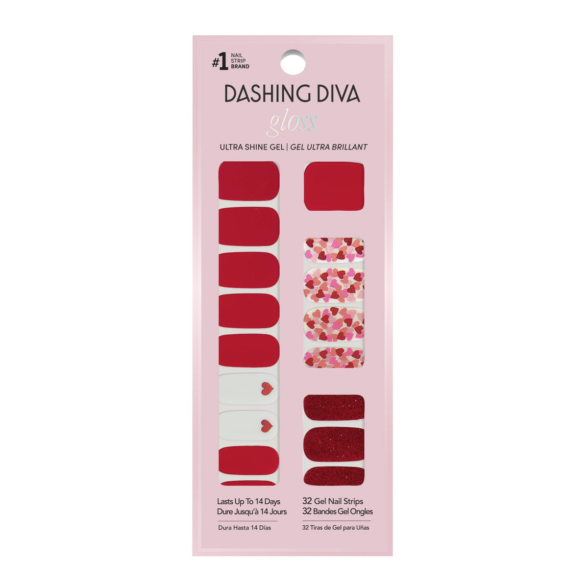 Dashing Diva Gloss Nail Strips - Crystal Clear - UV Free, Chip Resistant, Long Lasting Gel Stickers - Contains 32 Wraps, 1 Prep Pad, 1 File