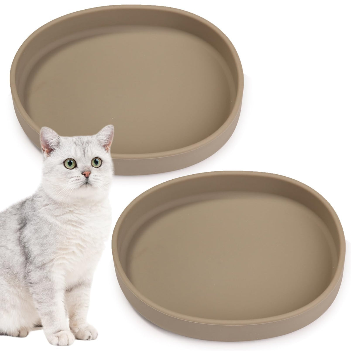 Silicone Dog Food Plate Shallow Dog Bowl Flat Cat Dish Small Puppy Plates for Small Dogs and Cats Whisker Fatigue Pet Feeding Bowls for Dry and Wet Food (Green)