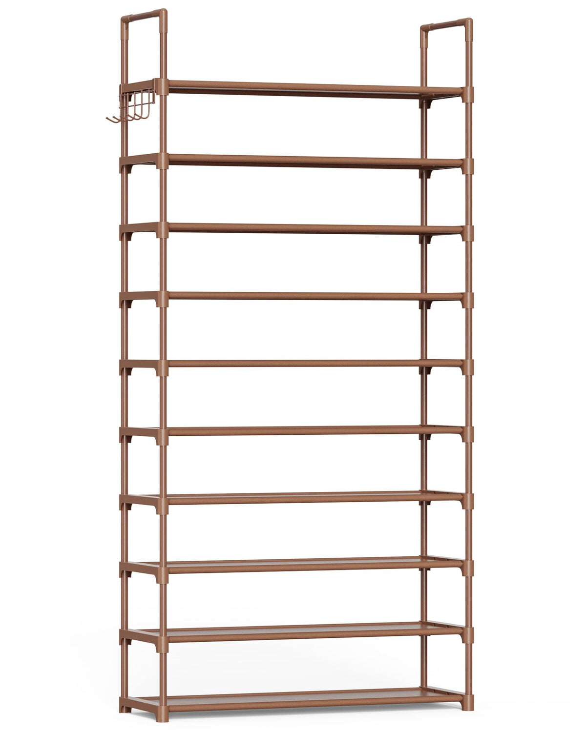 Kitsure 10 Tier Shoe Rack, Tall Shoe Organizer, 32.2" Wide, Black | Large-Capacity Shoe Storage with Hooks, Shoe Shelf for Closet, Entryway, Bedroom, Living Room, Zapateras Organizer