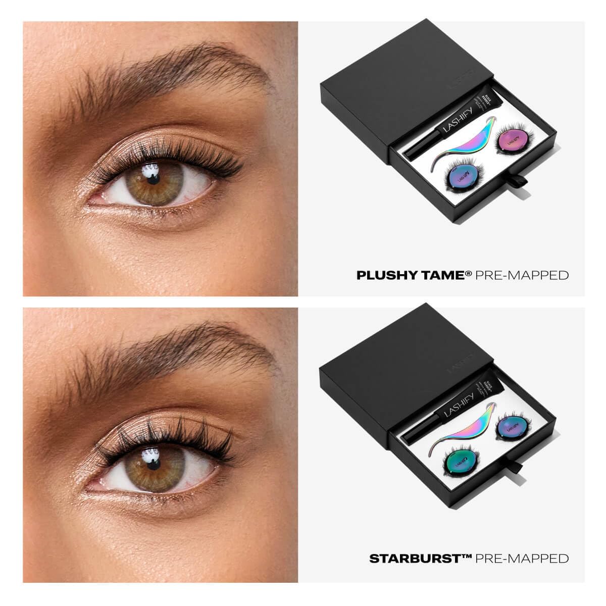 Lashify Trial Kit DIY lash extension starter kit with Black Rubber™ Mega Bond, 2 Pre-Mapped Gossamer® Lashes, and Birdie Wand™