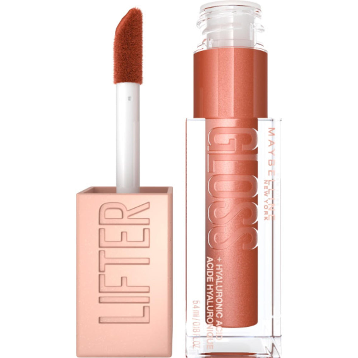 Maybelline New York Lifter Gloss Hydrating Lip Gloss with Hyaluronic Acid, Bubblegum, Sheer Bright Pink, 1 Count