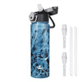 Konokyo 18 oz Insulated Water Bottle with Straw Lid, Stainless Steel Vacuum Sports Water Bottle, Leak-Proof Reusable Metal Flask with Carry Loop, BPA-Free Travel Bottle for Gym, School, Office