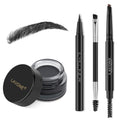 LAVONE Makeup Kit With Eyebrow Stamp Pencil, Waterproof Brow Pencil & Pomade, Eyeliner, Dual-ended Eyebrow Brush, Dark Brown