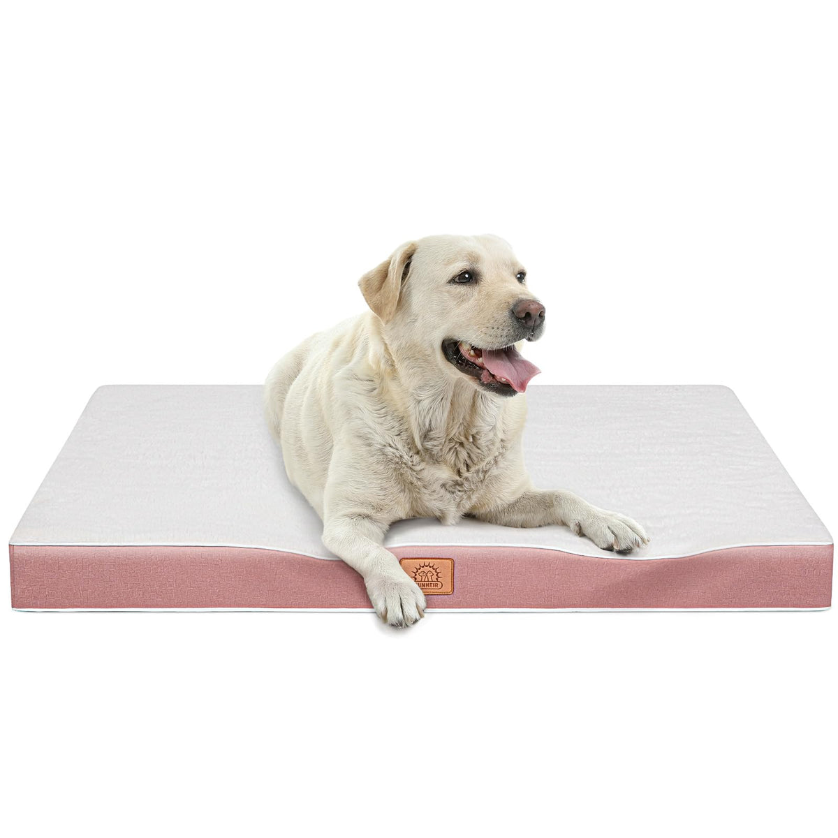 Sunheir Orthopedic Dog Bed for Large Dogs - Big Waterproof Dog Crate Bed with Removable Washable Cover, Egg Crate Foam Support, Anti-Slip Bottom, Deluxe Plush Pet Bed Mat (Grey)