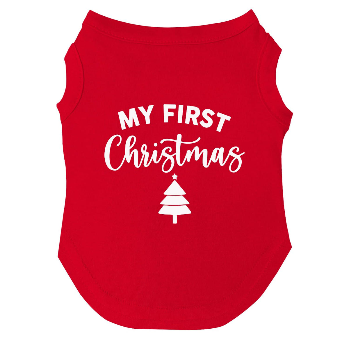 My First Christmas Dog Tee Shirt | Sleeveless Breeds | Christmas | Holiday Season | Winter Wonderland | Gift |Green, X-Small 145