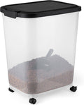 Amazon Basics Pet Food Storage Container with Rolling Wheels, BPA-Free, Detachable Scoop, 50lbs Capacity