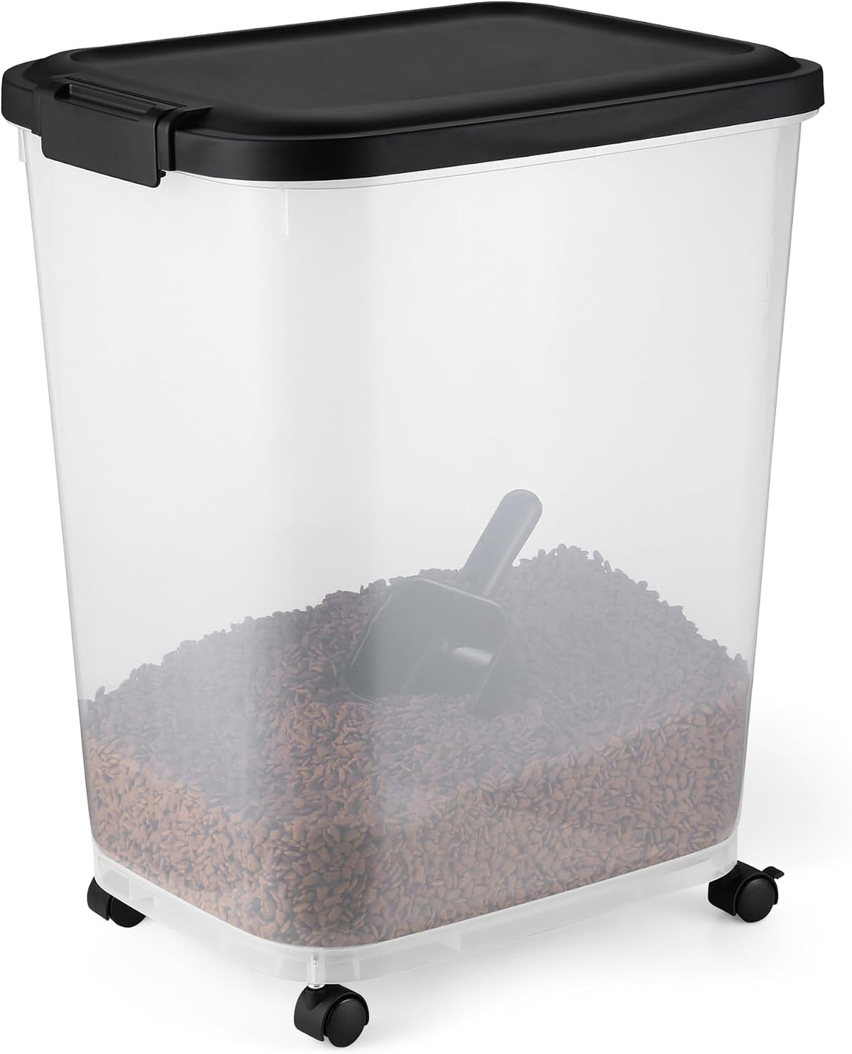 Amazon Basics Pet Food Storage Container with Rolling Wheels, BPA-Free, Detachable Scoop, 50lbs Capacity