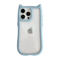FLIRACON Cute Cat Ears Clear Phone Case Compatible with iPhone Case (Black,for iPhone 15)