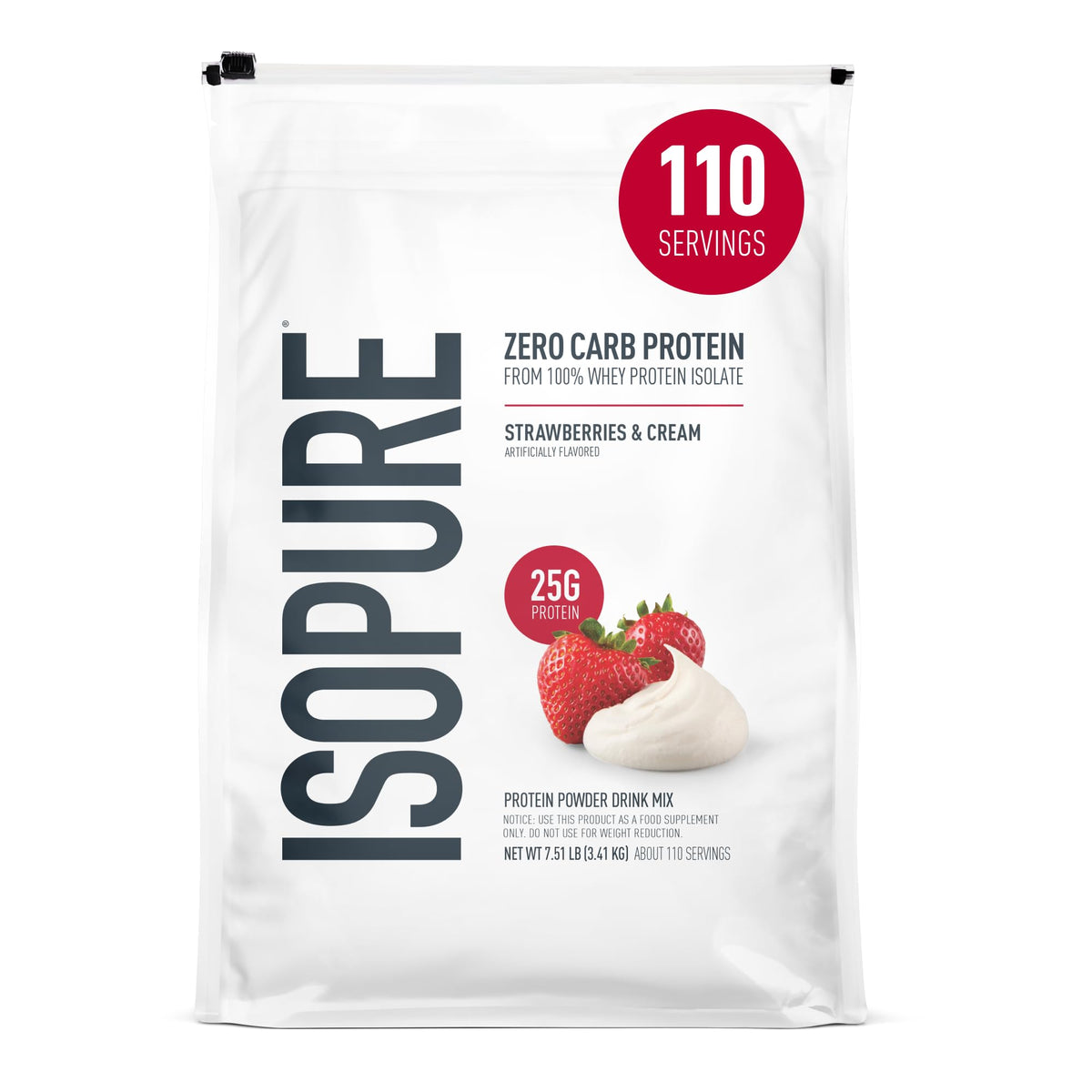 Isopure Zero Carb 100% Pure Whey Isolate Protein Powder, Gluten Free, with Vitamins, Creamy Vanilla, 25g Protein Per Serving, 3 Lbs, 44 Servings (Packaging May Vary)