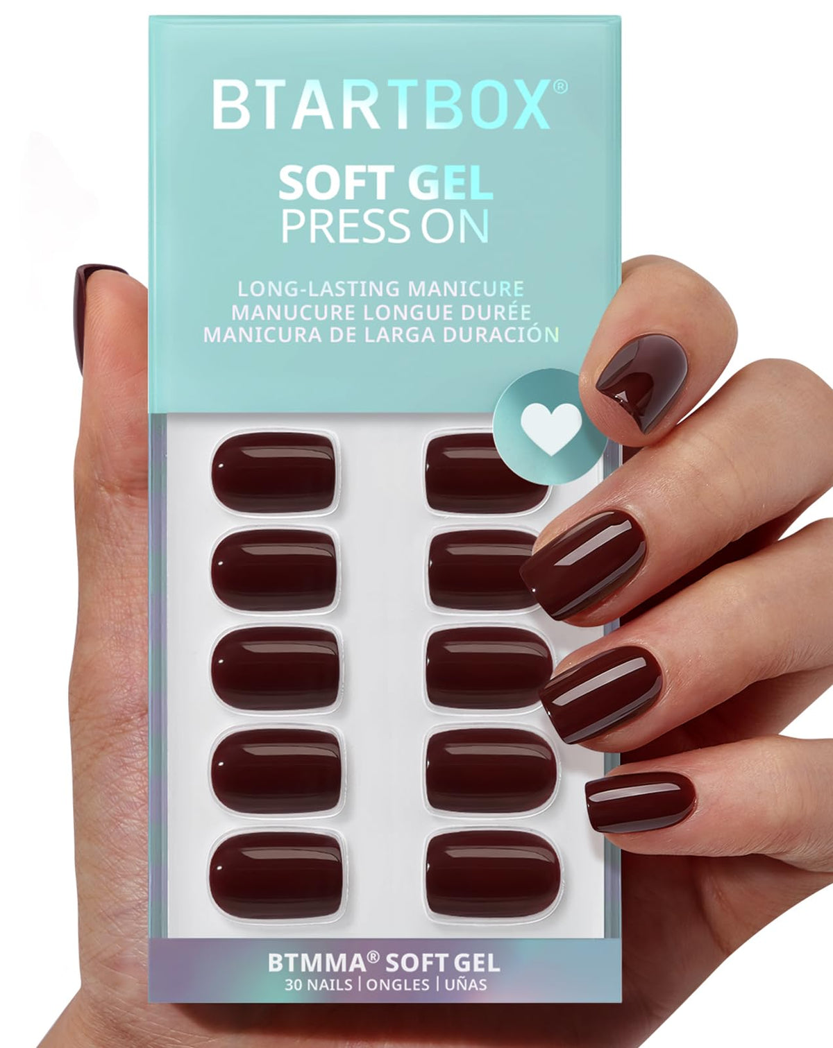 BTArtbox Press On Nails Square - Solid Pink Short Press On Nails with Glue for Women, Opaque Soft Gel Glue On Nails in 16 Sizes - 32 Stick On Nails Kit, Yoga