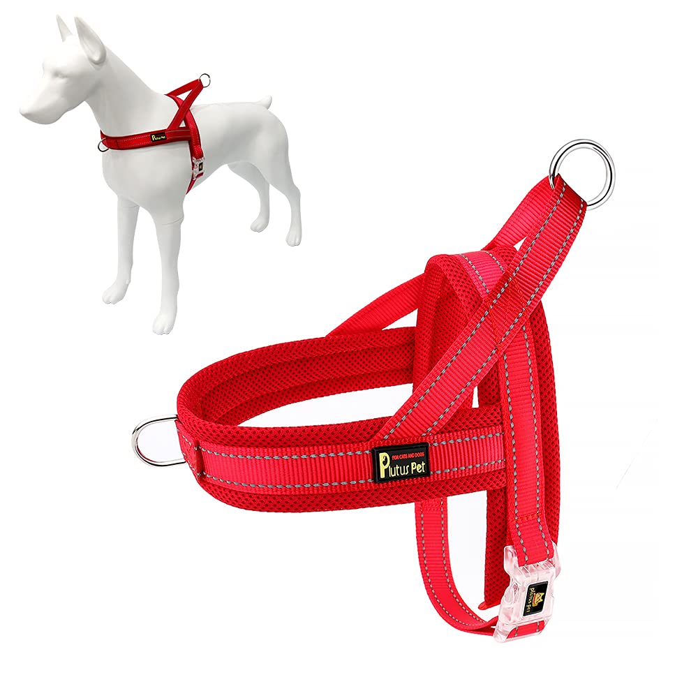 Plutus Pet No Pull Dog Harness with Breathable Mesh Padded, Adjustable Reflective Escape Proof Dog Harness, Quick Fit Dog Vest Harness for Small Medium Large Dogs(M, Beige)