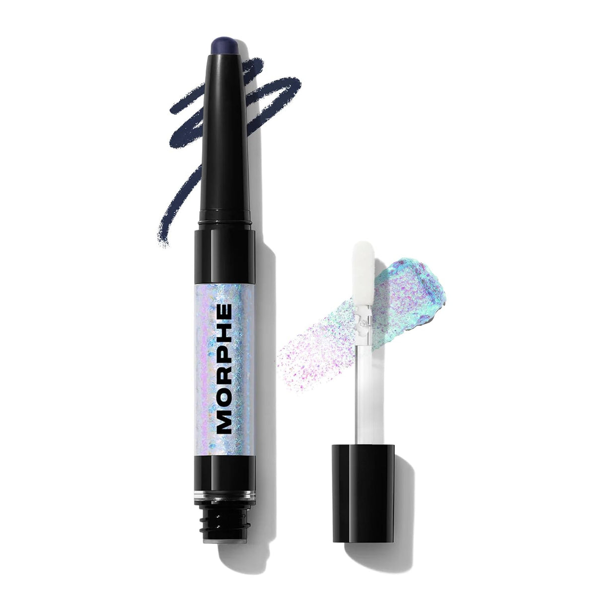 Morphe Mixed Signals Dual-Ended Eyeshadow Stick - Cream Eyeshadow Pigment & Chrome Liquid Flakes for Bold, Layered Eye Makeup Looks - Flirtatious/Faithful (0.028 oz)