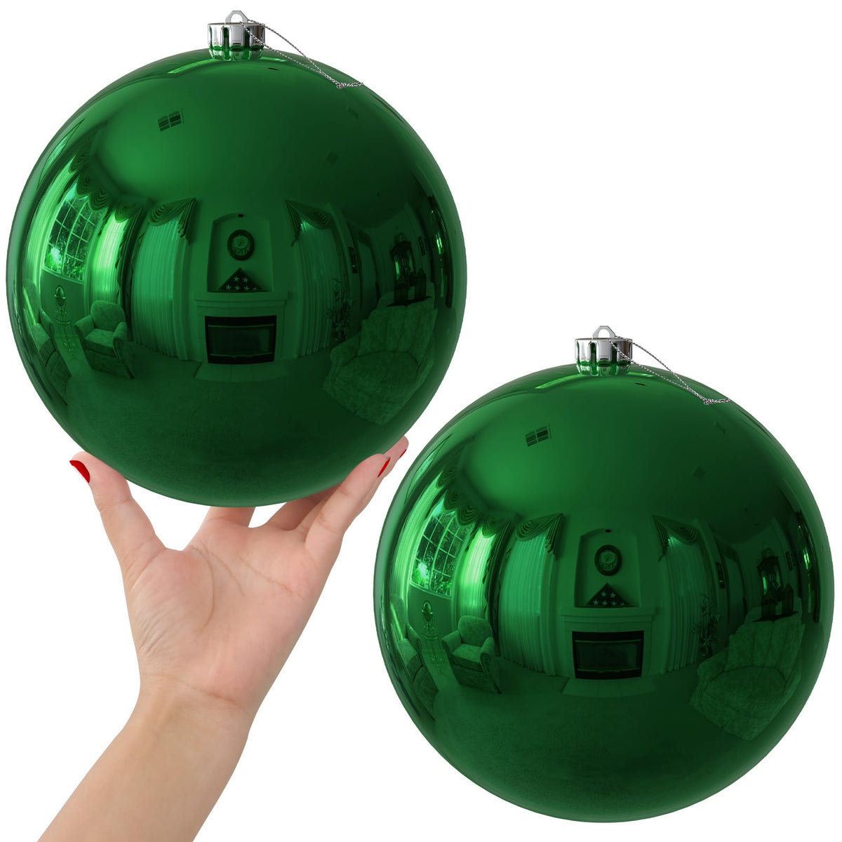 White 4.0" Large Christmas Balls - Christmas Tree Decoration Ornaments Shatterproof Hanging Balls for Birthday Halloween Holiday Wedding Decorations Set of 4pcs
