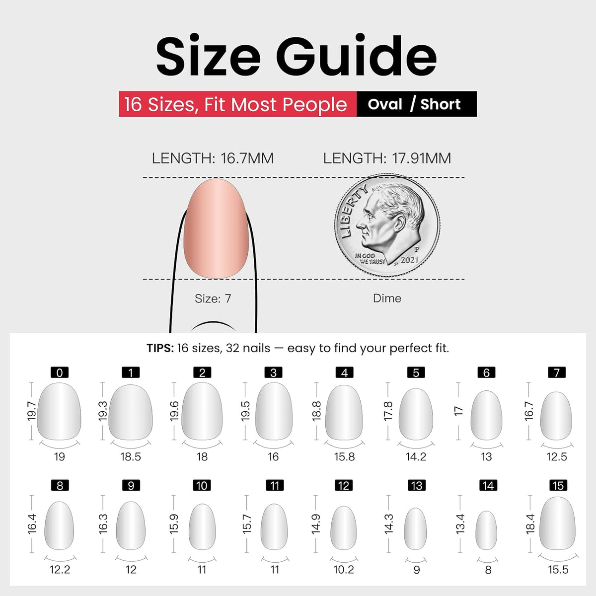 CurvLife Short Oval Chrome Nude Press On Nails, Champagne Pearl, Soft Gel | 32PCS 16 Sizes, Salon-Quality Natural Fake Nails, Curved Fit, 7-14 Day Glue-On Wear, Reusable Stick-On Nails, Press-On Kit