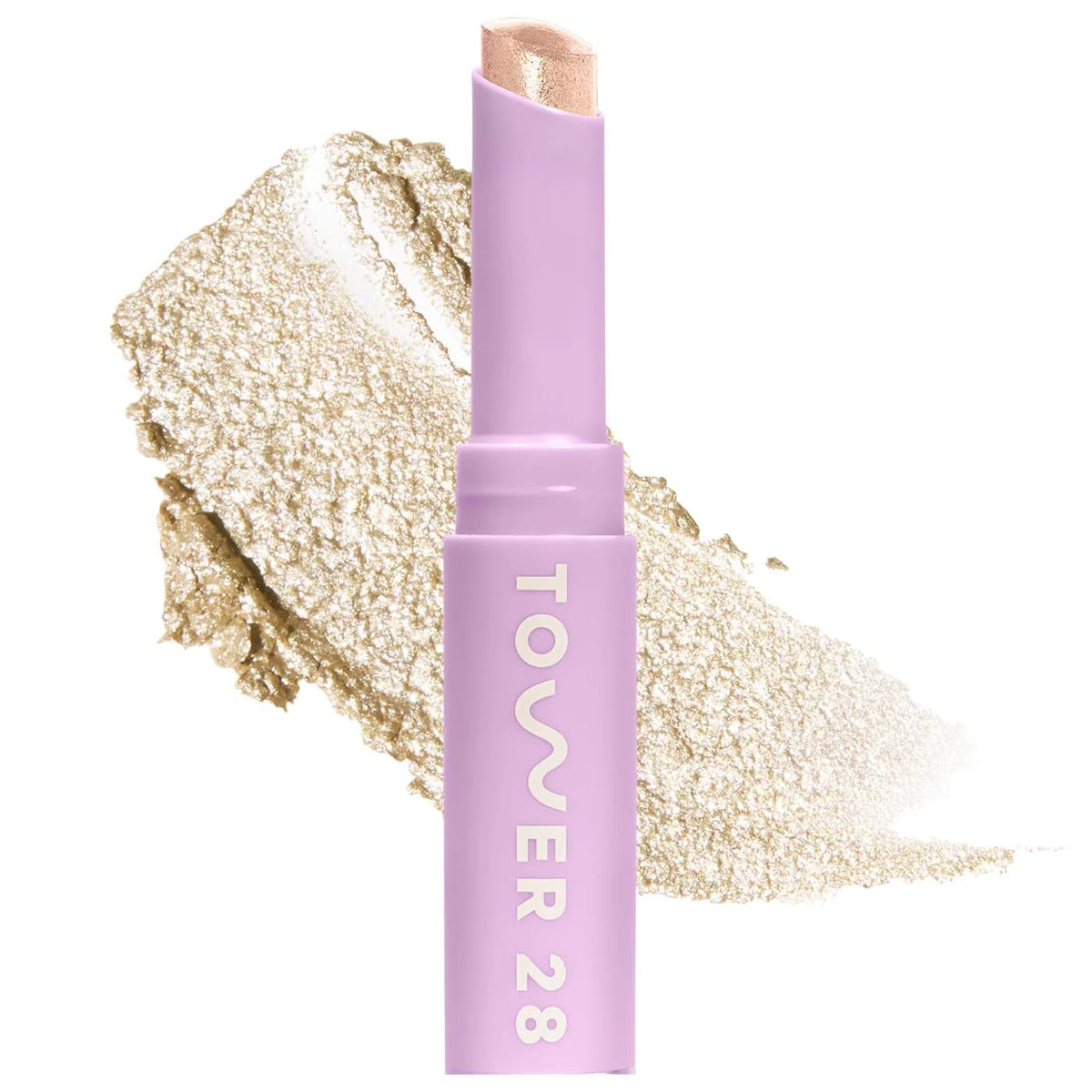 Tower 28 GoGo Cooling Shimmer Eyeshadow Stick - 8-Hour Wear Cream Eyeshadow + Precise Highlighter Stick - Water-Based Eye Makeup for Sensitive Eyes - Microplastic-Free Eye Shadow - Roxy (.09 oz)