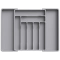Lifewit Expandable Silverware Organizer, Plastic Utensil Tray for Kitchen Drawer, BPA Free Flatware Cutlery Holder, Space-Saving Storage for Spoons Forks Knives, 8-13.8 x 11.2 x 1.4 inch, Black
