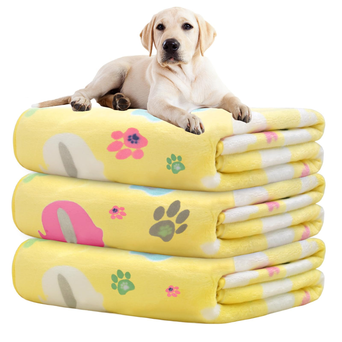 Rezutan 1 Pack 3 Blankets for Dogs, Dog Blanket for Large & Medium Pet Cat, Premium Soft Fluffy Suitable for Dog Kennels & Beds, Sofas, Gifts Puppy Essentials, 41x31inch, Gray/Blue/Beige