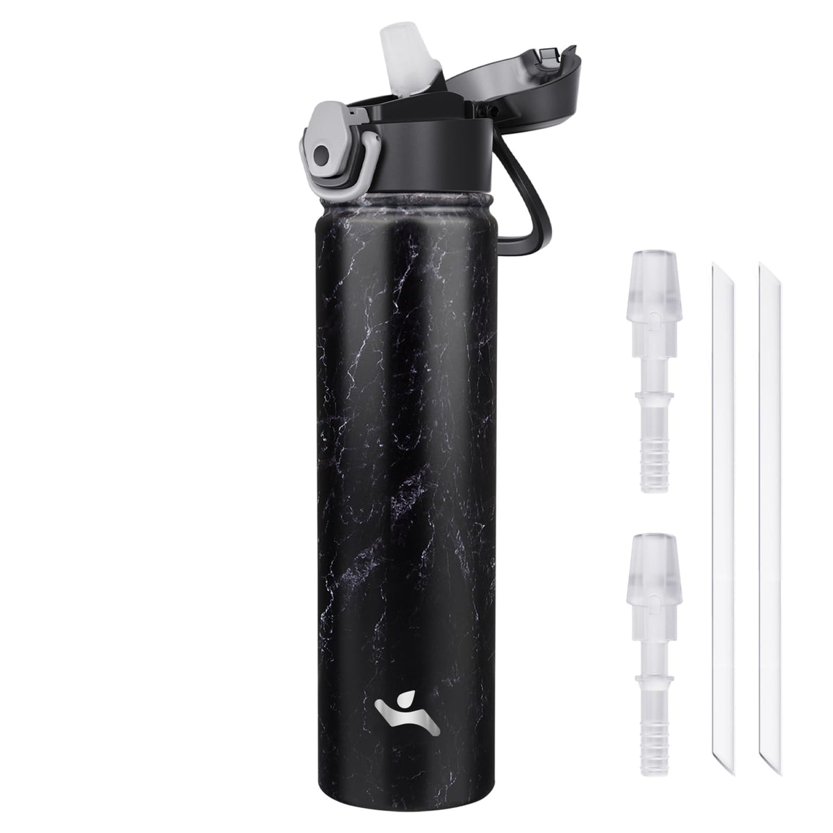 Konokyo 18 oz Insulated Water Bottle with Straw Lid, Stainless Steel Vacuum Sports Water Bottle, Leak-Proof Reusable Metal Flask with Carry Loop, BPA-Free Travel Bottle for Gym, School, Office