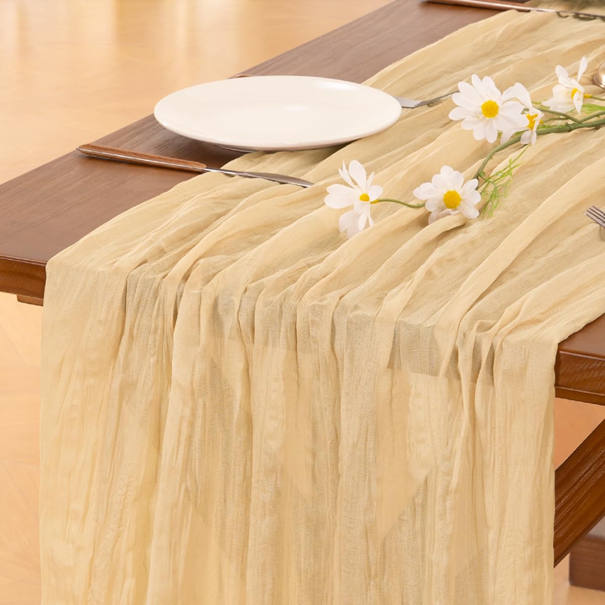 Fall Table Runner Terracotta Cheesecloth Boho Wedding Thanksgiving Decor