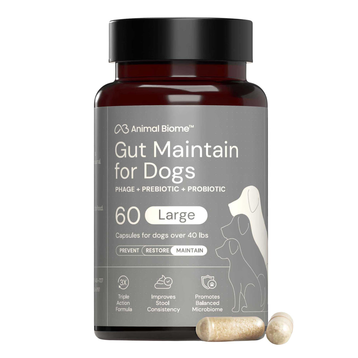 AnimalBiome NEW Probiotics for Cats with S Boulardii (30 Capsules) KittyBiome - Gut Maintain Triple-Action Phage, Prebiotics & Probiotic Cat Supplements for Digestive Health, Open for Easy Food Topper