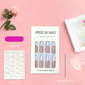 Stilettos Press on Nails White French Tip False Nails Glossy Extra Long Natural Glue on Nail Reusable Artificial Acrylic Stick on Nail for Women