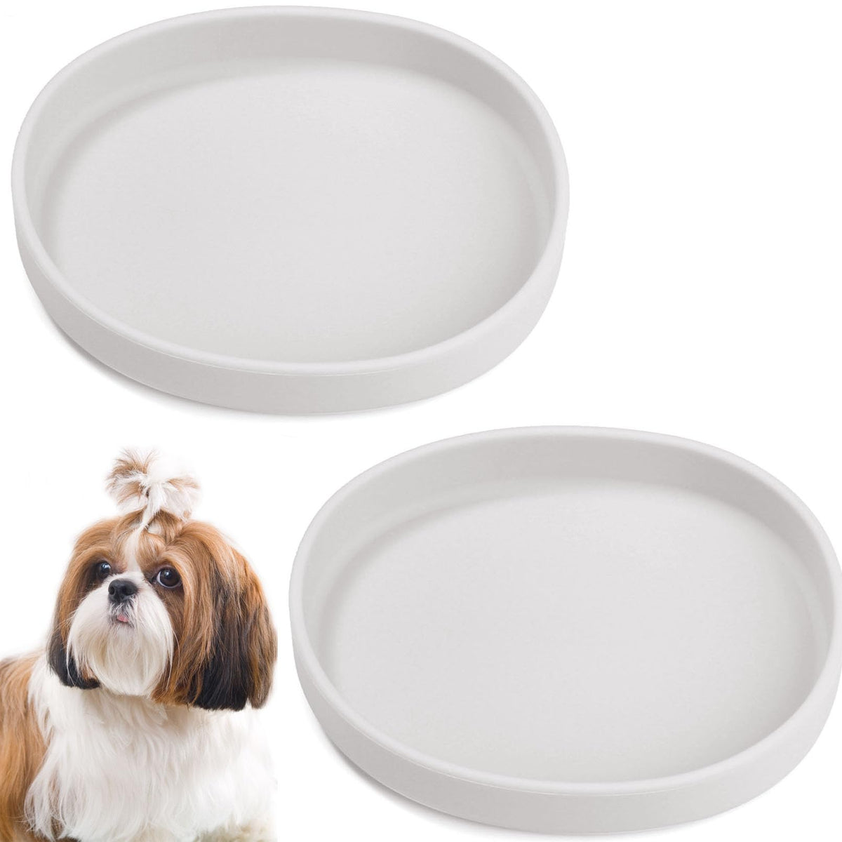 Silicone Dog Food Plate Shallow Dog Bowl Flat Cat Dish Small Puppy Plates for Small Dogs and Cats Whisker Fatigue Pet Feeding Bowls for Dry and Wet Food (Green)