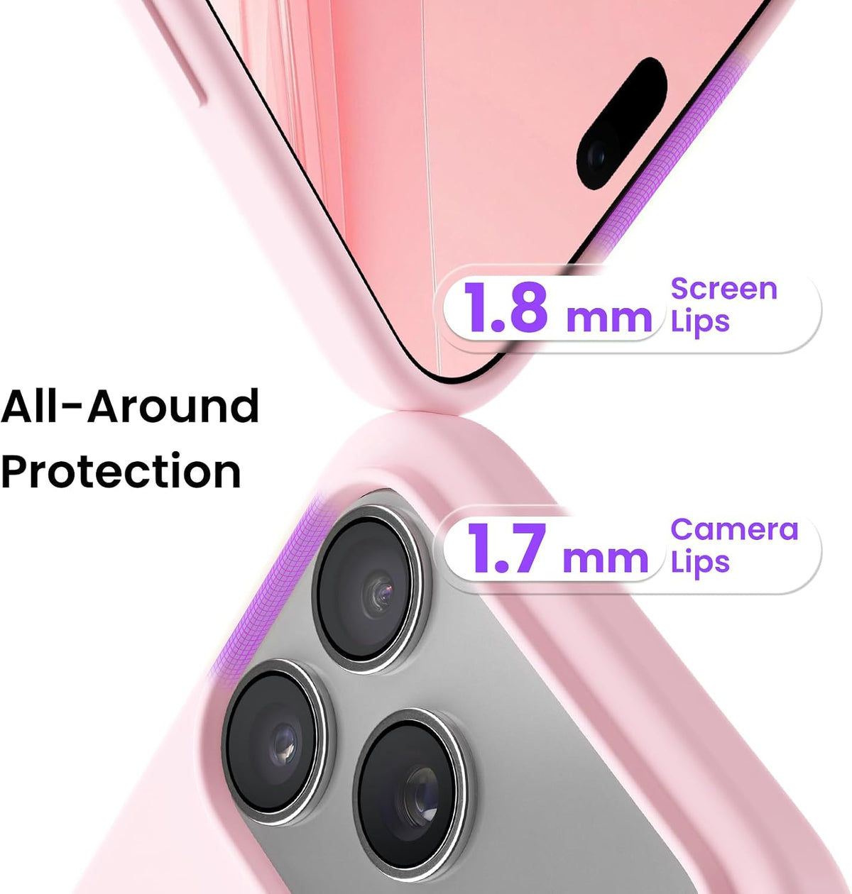 ORNARTO for iPhone 18 Pro Max Case, Liquid Silicone, Chalk Pink