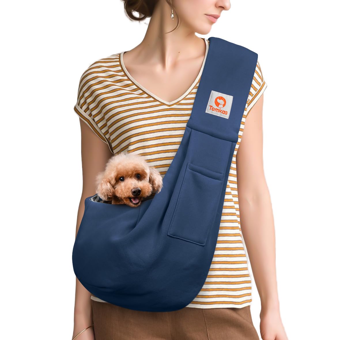 Tomkas Small Dog Sling Carrier - Classic Pocket & Classic Strap - Wrap Carrier - for 3-10 lbs Pets(Black)