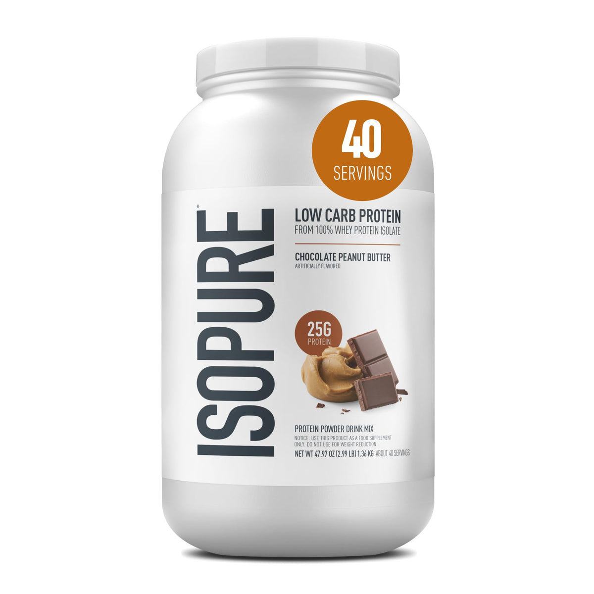 Isopure Zero Carb 100% Pure Whey Isolate Protein Powder, Gluten Free, with Vitamins, Creamy Vanilla, 25g Protein Per Serving, 3 Lbs, 44 Servings (Packaging May Vary)