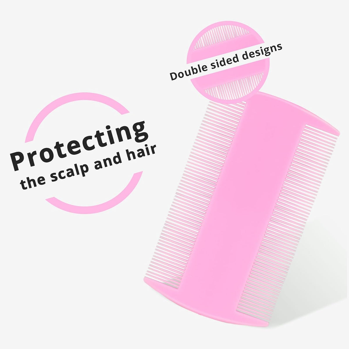 Flea Comb for Dogs and Cats - Lice Comb with Rubber Handle - Promotes Hair Growth and Removes Loose Hair, Knots, and Flakes Flea Brush for Pets(3P,PINK)