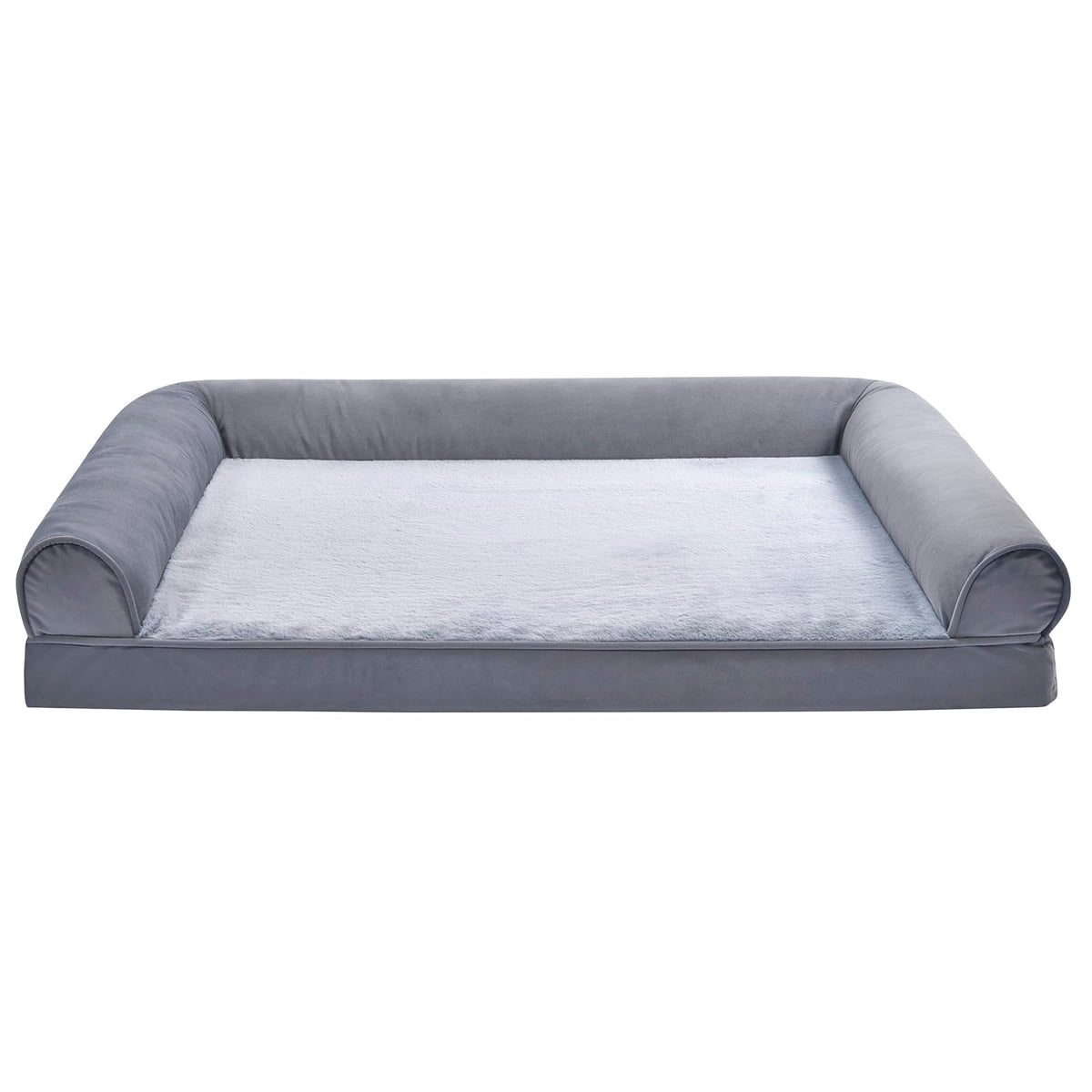 Amazon Basics Living Room Couch Dog Bed with Premium Foam, Non-Slip Bottom, Removable Washable Cover, Pressure-Relief Support for Dogs up to 55lbs, Large (36" x 27"), Grey