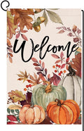Fall Pumpkin Leaves Garden Flag 12x18 Vertical Double Sided Welcome Autumn Thanksgiving Holiday Outside Decorations Burlap Yard Flag BW823