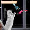 Cat Wand Toys Interactive Kitten Toys for Indoor Cats Colorful Teaser Wand String for Exercise Kitten Stick Kitty Rope Toy Rainbow Ribbon Cat Charmer -2Pcs