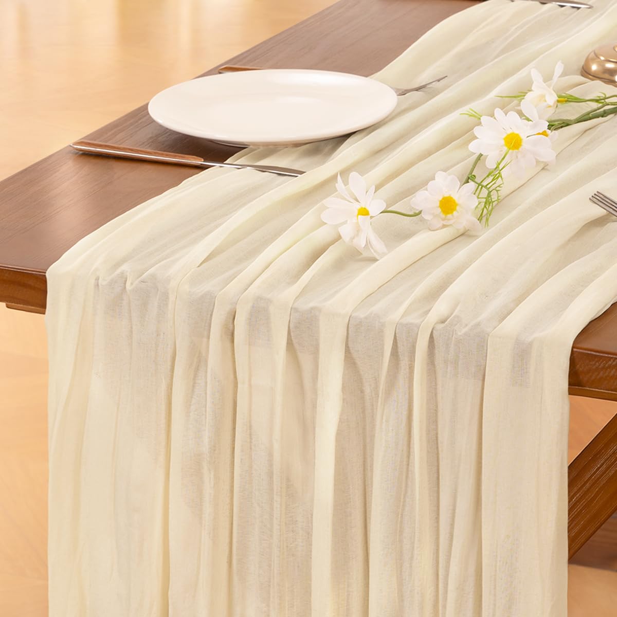 Fall Table Runner Terracotta Cheesecloth Boho Wedding Thanksgiving Decor