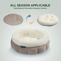 BALANCE Cat Beds for Indoor Cats, Washable Round Cat Bed, Cute Kitten Bed with Anti-Slip Bottom for Kitty and Puppy, 18 Inches, Goat