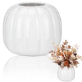 Beeveer 6.7 Inch Ceramic Pumpkin Vase, Large White Pumpkin Utensil Holder