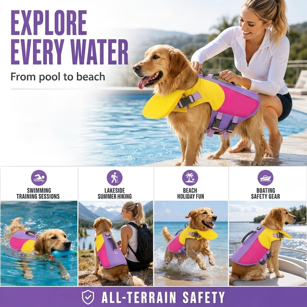 Dog Life Jacket with Chin Float, 2026 New Front Float Dog Life Jacket with Chin Support for Pool Boating, Dog Life Jackets with Head Support for French Bulldog (A, X-Small)