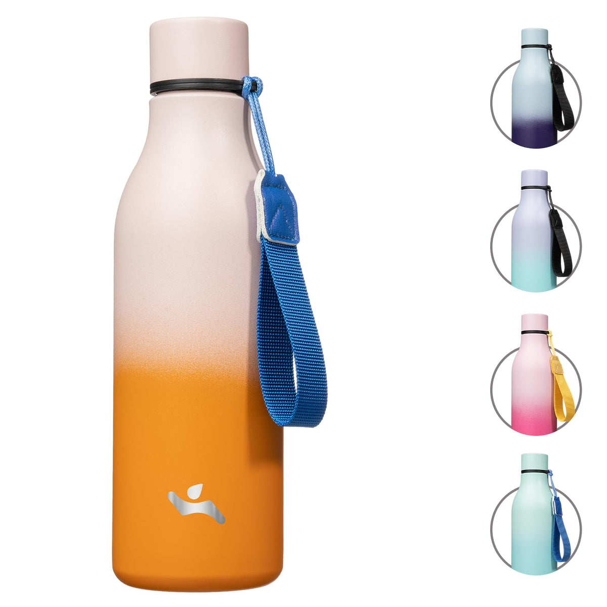 Konokyo Insulated Water Bottle with Strap,18 oz Double Wall Stainless Steel Vacuum Bottles Metal Water Flask,Macaron Green
