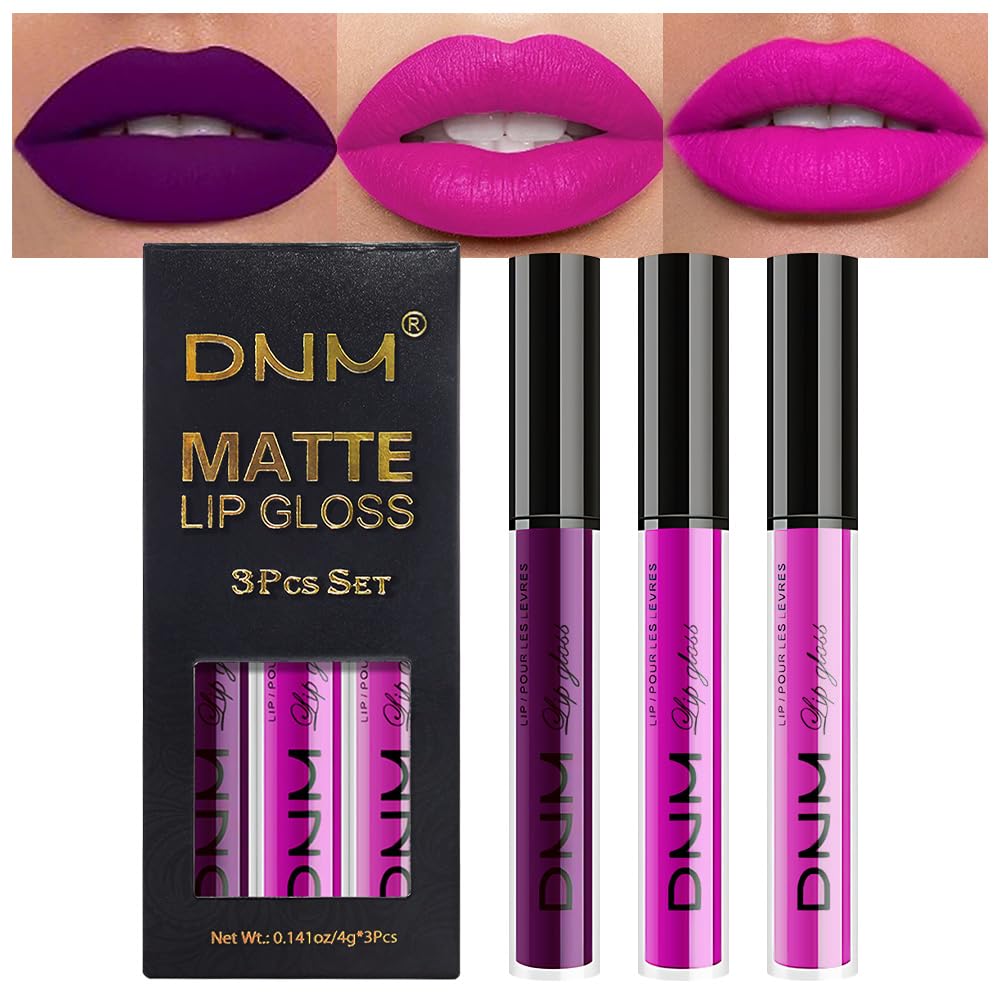 evpct 3Pcs Dark Red Purple Plum Matte Liquid Lipstick Sets for Women Matte Lip Stain Long Lasting Waterproof, Burgundy Blood Blue Red lipstick, Black Cherry Maroon Gothic 24 Hours Magic Lipsticks