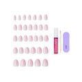 Kiss Core, Press On Nails, Nail glue included, 'Euphonious', Pink, Short Size, Almond Shape, Includes 32 Nails, 2g Glue, 1 Manicure Stick, 1 Mini File
