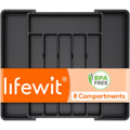 Lifewit Expandable Silverware Organizer, Plastic Utensil Tray for Kitchen Drawer, BPA Free Flatware Cutlery Holder, Space-Saving Storage for Spoons Forks Knives, 8-13.8 x 11.2 x 1.4 inch, Black