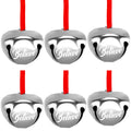 FOIMAS 12pcs 1.6 Inch Believe Bell Ornament Metal Christmas Sleigh Bells with Red Ribbon for Christmas Tree Holiday Decoration,Silver