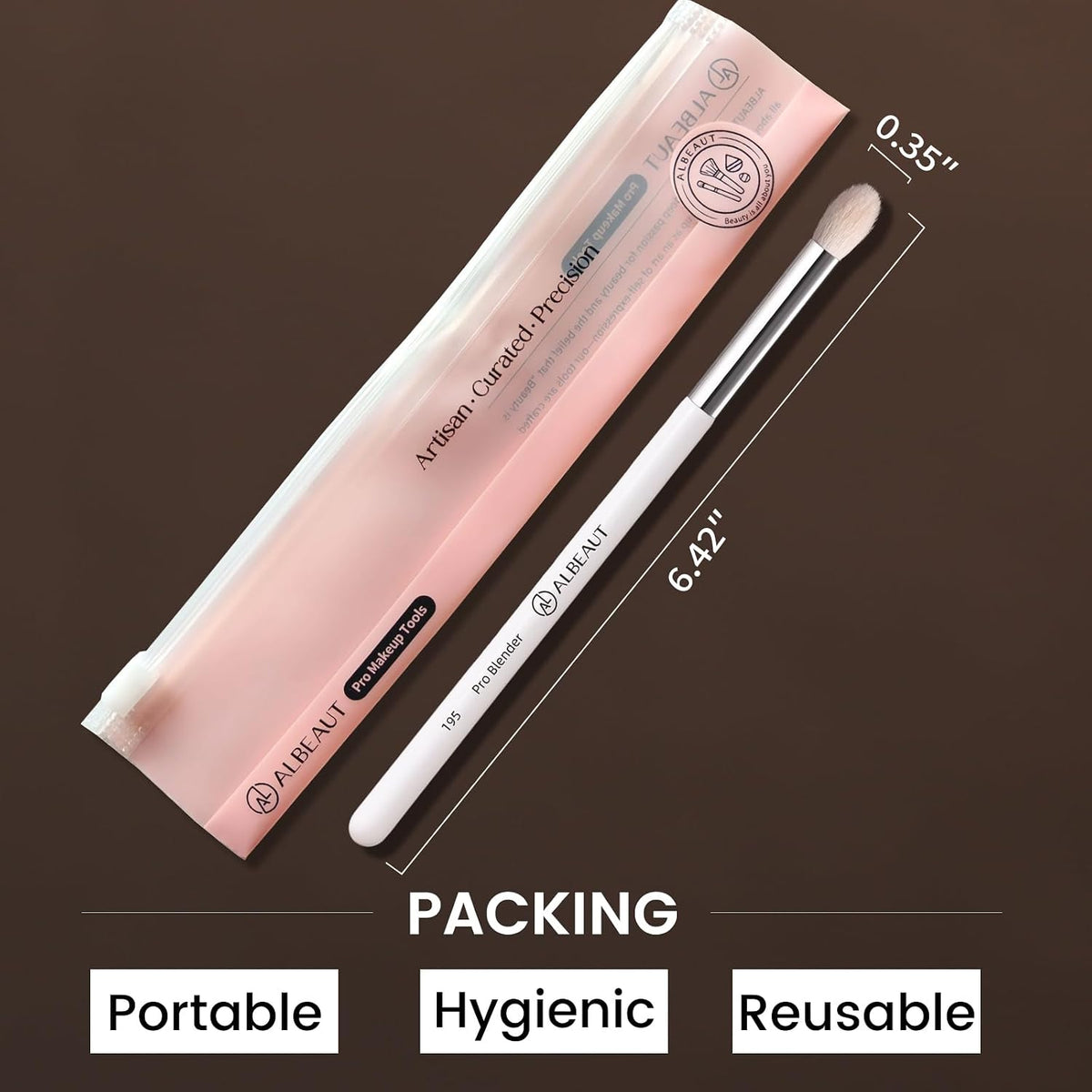 Albeaut Tapered Eye Shadow Brush, Medium Powder Eyeshadow Blending Brush for Crease, Fluffy Eye Makeup Tool for Women and Girls (195 Pro Blender)