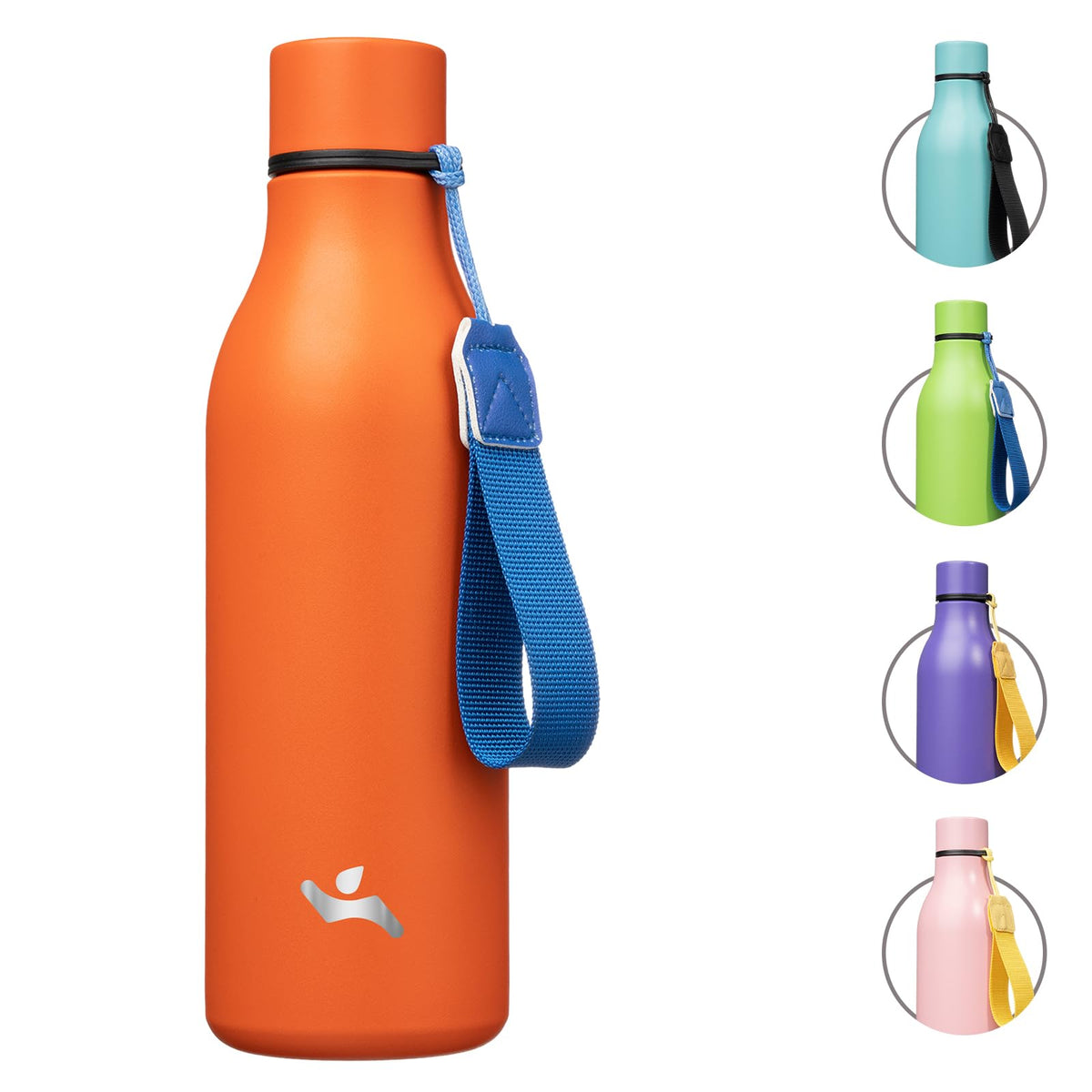 Konokyo Insulated Water Bottle with Strap,18 oz Double Wall Stainless Steel Vacuum Bottles Metal Water Flask,Macaron Green