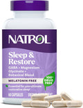 Natrol Sleep & Restore Magnesium Glycinate 100 mg, Melatonin-Free, 60 Count | Melatonin-Free Capsules, Nightitme Sleep-Aid for Adults, Calm Magnesium Glycinate with GABA, Botanical Blend, 100% Drug-Free