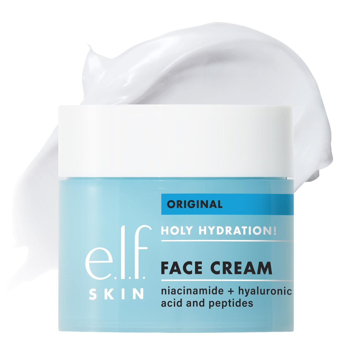 e.l.f., Skin Holy Hydration! Face Cream with Hyaluronic Acid, Fragrance Free, Niacinamide and Peptides, Nourishing Moisturizer