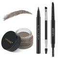 LAVONE Makeup Kit With Eyebrow Stamp Pencil, Waterproof Brow Pencil & Pomade, Eyeliner, Dual-ended Eyebrow Brush, Dark Brown